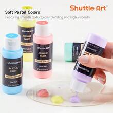 40 Pack Pastel Acrylic Paint Set 30 Colours Paints With 10 Paint Brushes 60ml 2oz Bottles High Viscosity Waterproof Paints For Painting And Crafting On Canvas Rock Ceramic Fabric