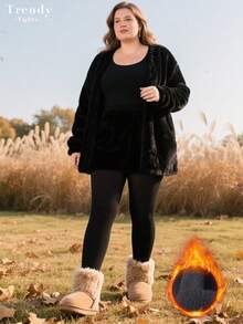 【DazzleLegs】1条装加大码加厚保暖连裤袜，女士弹力保暖连裤袜，黑色柔软舒适，适合5-15°C，时尚性感，适合万圣节、圣诞节等场合，温暖舒适 - 黑色 - 查看 5