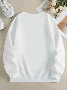 Sudadera casual para mujer con estampado de letras PARIS, textura suave, ajuste holgado, cuello redondo, manga larga, otoño/invierno, ideal para calle, sudadera - Blanco - Ver 4