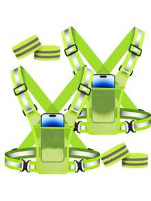 Sports Reflective Vest High Visibility Safety Jacket Suitable For Night Cycling Running Jogging Riding Motorcycle Outdoor Sports Vest With Adjustable Waist / Shoulder - Multicolor - View 1