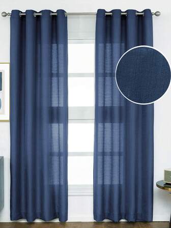 1pc/2pcs White Linen-Look Curtains - Light Filtering, Grommet Top For Easy Hanging, Perfect For Living Room & Bedroom Decor