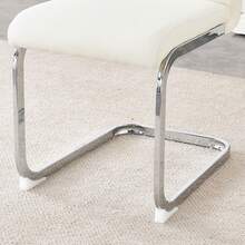 MUUOKY Modern Dining Chairs Set Of 4, PU Leather Dining Chairs, Upholstered Kitchen Chairs With High Back, Modern Armless Side Chairs With Silver Metal Legs, Dining Chair Set For Living Room, Dining Room, Bedroom, Kitchen, Easy To Clean, Easy To Assemble, Home Decor, Thanksgiving, Halloween Decoration, Gifts - 暖白色 - 查看 10