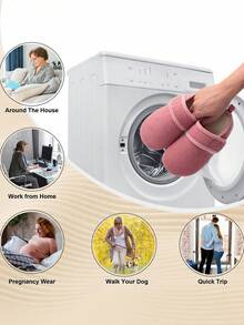 Leisfit Women's Winter Indoor Home Shoes, Comfortable And Adjustable Outdoor Casual Walking Shoes - All Season Casual Shoes With Soft Plush Lining And Non Slip Sole - Dark Pink - View 6