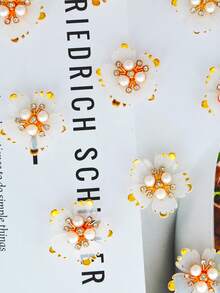 50pcs 28mm Rhinestone 5-Petal Flower DIY Decorations, Suitable For Jewelry, Shoes, Clothing, Bags, Christmas Gifts