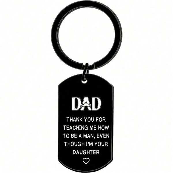 1pc Dad Gift Dad Keychain Present From Daughter Fathers Day Jewelry Gifts Birthday Gifts For Father Daddy Papa Dad Thank You For Teaching Me How To Be A Man Keyring(Thank You For)