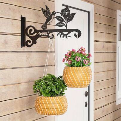 1 pieza Soporte metálico de 10 pulgadas para plantas - Estante de montaje en pared decorativo con diseño de pájaro, apto para uso en interiores y exteriores - Soporte colgante para plantas, cestas de flores, comederos de pájaros, faroles - Decoración para patio, jardín y hogar