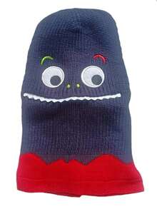 1 件儿童卡通恐龙防风帽和围巾套装，冬季保暖针织拉法帽，适合男孩和女孩