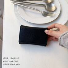 Portafoglio unisex in stile giapponese, a tre ante, in pelle PU, con scomparti per monete, carte e banconote, rimovibile, portamonete, portafoglio mini, portafoglio piccolo, adatto sia per uomo che per donna