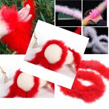 2 Yards Marabou Feather Boa For DIY Craft Sewing Clothing Trim Wedding Party Home Halloween Christmas Costume Decoration Red - 紅色 - 查看 1
