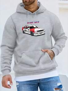 Sudadera casual de hombre de manga larga con bolsillo y estampado de personajes, otoño - Gris - Ver 8