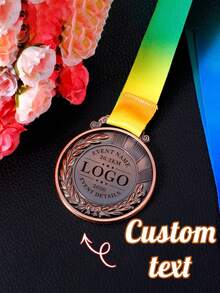 1枚定制金属吊牌，麦穗图案，锌合金材质，儿童比赛奖牌，马拉松运动荣誉纪念徽章，可用作儿童鼓励礼物，“我很棒”奖牌，带挂绳