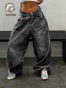 Women's Casual Everyday Commute Versatile Denim Jeans, European And American Street Style - Dark Grey - View 3