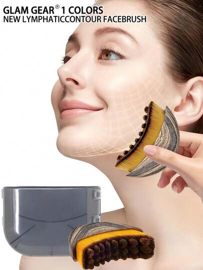 1/2 件淋巴面部刷，用于面部、下巴和下颌线淋巴引流按摩的干刷工具，精确塑造肌肤轮廓，减少浮肿、黑眼圈、缓解疲劳、提亮肤色，符合人体工程学设计