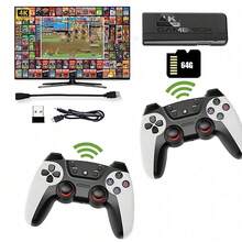 2025 Neue verbesserte Retro-Spielkonsole Pro, Videospielkonsolen mit , über 30.000 integrierten Spielen und 23 Emulatoren, Plug-and-Play-Videospielkonsolen mit verbesserten dualen 2,4-GHz-Funkcontrollern (64 GB) - Schwarz und Weiss - Übersicht 10