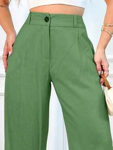 EMILI LONG WHITE LINEN PANTS CHRISTMAS NEW YEAR - Green - View 2