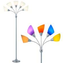 HonoDing Medusa Floor Lamp, Multi Head 5 Light Floor Lamps For Living Room With 10 Lampshade, Adjustable Gooseneck Reading Standing Lamp For Bedroom,Office,Kids,Classroom ,Christmas Decorative Lights(Sliver) - US A Type Plug(110-127V) - View 10