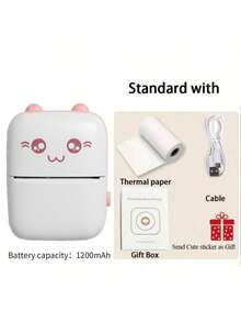 Portable Printer, Mini Pocket Wireless Bluetooth Thermal Printer, 1200mAh Battery Capacity, Suitable For Smartphones, Bluetooth Inkless Printing For Labels, Receipts, Photos, Notes, Learning, Home & Office, Halloween, Christmas Gifts