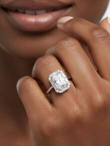 1pc Women's Wedding Ring, Sparkling Elegant Ring, 2.4g 925 Sterling Silver, 2 Carat Moissanite, Bohemian Palace Style, Luxury Engagement/Wedding/Anniversary/Valentine's Day Gift, Comes With Moissanite Certificate And Exquisite Gift Box - Silver - View 4