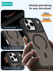 1 件 Koolife 磁性充电哑光个性化字母框架手机保护壳，凸起相机镜头，PC+TPU，适用于 17 ProMax/17/17 Pro/17 Air/16/16 Pro/16 Plus/16 ProMax/15 ProMax/15 Pro/15 Plus/14 ProMax/13 ProMax/13 Pro/12 ProMax/11