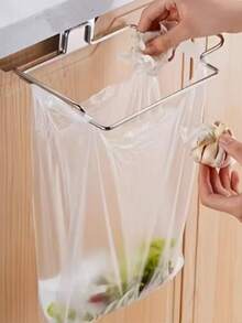 1PC [Rectangular Metal Garbage Holder] Stainless Steel Kitchen Trash Can, Rectangular Metal Garbage Bag Holder, Cabinet Door Waste Storage Rack, With No Electricity Needed For Kitchen Use,Stainless Steel Suspended Garbage Bag Holder And Storage Rack, Heavy Duty Rustproof Waste Storage System, With Anti-Slip Hooks, - Multicolor - View 10