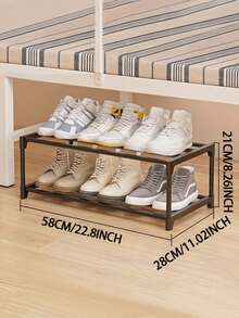 2 层节省空间的鞋架 - 耐用的金属和塑料多功能储物架，用于存放鞋子、靴子、珠宝、手表 - 坚固紧凑的设计，适用于入口、壁橱、小空间、鞋子收纳整理器 1 件多层鞋架、床下鞋架、鞋子收纳架、易于存放和整理家用鞋子、多功能储物架、节省空间的鞋架、大容量车库鞋架，适用于卧室、走廊，可容纳 2 双大鞋或 3 双小鞋