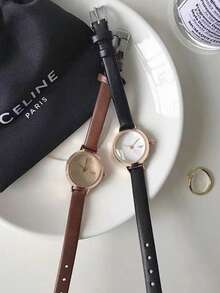 1pc Fashionable Cute Small Dial Minimalist Casual Everyday Versatile Leather Quartz Watch, Suitable For Teenagers And Students, Year-End Promotion, Singles' Day, Birthday Gift - Multicolor - View 6