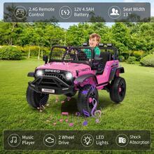Huisuilinss Ride On Truck,12V Kids Electric Car,Ride On Car With Remote Control,Music Player,LED Lights,Ride On Toy For Boys & Girls - Pink - View 3