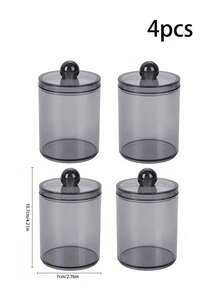 Modern Round Bathroom Vanity Countertop Storage Organizer Jars For Swabs, Round Objects, Ball Objects, Makeup Pads, Bath Salts - 4 Pcs Back To School - Multicolor - View 13