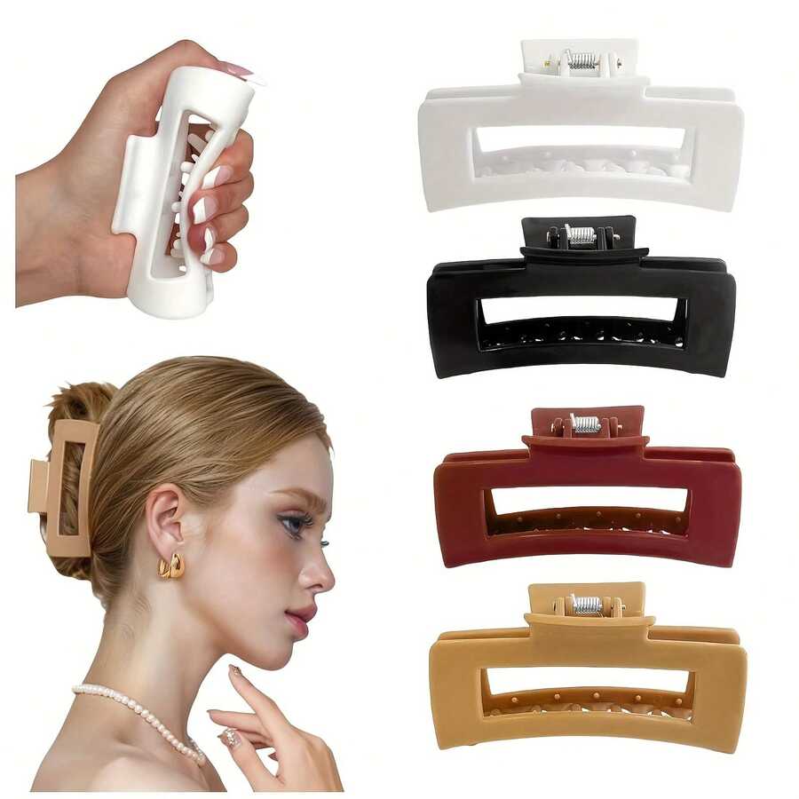 Cloud - Like Soft Silicone Hair Claw Clips, Ultra - Flexible & Unbreakable. Non - Slip, Drop - Resistant Matte Barrettes. Strong - Hold Jaw Clips Suitable For Women With Thin, Thick Or Curly Hair - 白色 - 查看 1