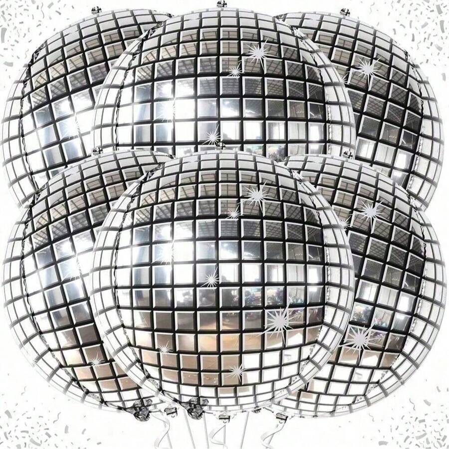 20/10/5/2 quả cầu trang trí disco màu bạc, kích thước 22/18/10 inch, hình cầu disco 4D, thích hợp cho trang trí tiệc disco thập niên 70. - Nhiều màu - Xem 1