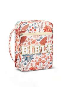 Bible Cover Bag With Embroidered Letter, Zipper Pocket, Portable Book Pouch For Church, Study, Travel, Gift - Multicolor - View 8