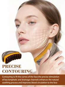 1/2 件淋巴面部刷，用于面部、下巴和下颌线淋巴引流按摩的干刷工具，精确塑造肌肤轮廓，减少浮肿、黑眼圈、缓解疲劳、提亮肤色，符合人体工程学设计 - 彩色 - 查看 4