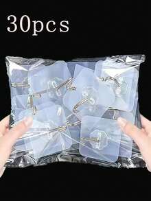 5 pièces/20 pièces/30 pièces/50 pièces Crochet transparent imperméable et anti-humidité pour cuisine, salle de bain, dortoir, porte de toilette, mur arrière auto-adhésif sans perçage, crochets utilitaires
