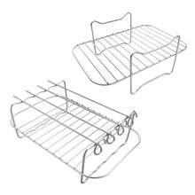 6pcs Air Fryer Rack, Steam Rack, Double Pot Accessories, Rectangular Grill Rack, Stainless Steel Double Layer Steamer Rack, Home Oven Fish Grill Rack, Multi-Functional Rectangular Rack, Food Contact Kitchen Tool, Compatible With Most Air Fryers, Convenient For Cooking, Cooling Rack, Dehydrating Rack, Baking Rack, Air Fryer Accessories, Halloween Christmas Gift, Happy Eid, Perfect Mom Gift, Cooking Gadget