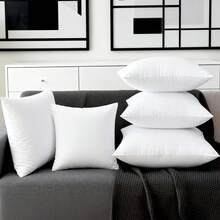 Tomnk Set Of 4/6 White Square Throw Pillows, Couch Pillow, Soft Polyester Fabric, Plush Texture, Ideal For Bed & Couch, Adds Comfort & Modern Style, Decorative Accent Cushions - trắng - Xem 1