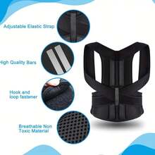 Unisex Back Support Brace - Adjustable, Shoulder Shaping, Worn On Shoulders, Does Not Cover Arms, Sleeveless - Black - View 3