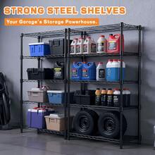 M MZG 2000 Lbs Heavy Duty Adjustable Metal Shelving Unit 5-Tier Black Storage Shelf Multi-Use For Garage, Pantry, Kitchen, Warehouse, Basement, Closet – 17.7" D X 47.2" W  X 72" H - 黑色 - 查看 8