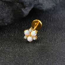 Giga 1PC ASTM F136 Titanium Flower CZ Opal Cartilage Earring 16G Threadless Helix Tragus Stud Nose Lip Flat Back Labret Piercing Women Jewelry Earring Studs Classic