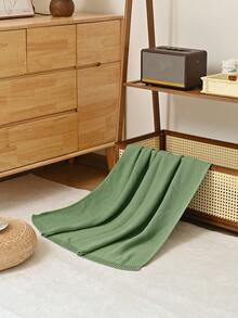 1 pieza Manta de punto verde sólido para bebé, diseño minimalista clásico, súper suave, cálida, ligera, manta decorativa estacional, adecuada para siesta, camping, viaje y decoración del hogar/oficina - Sin electricidad, sin plumas, hipoalergénica, fácil de cuidar, rosa, gris, azul, morado, decoración de otoño, decoración de habitación, vuelta al colegio, útiles escolares