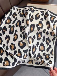 1pc Luxury Brand Leopard Print Scarf, Women's Faux Silk Neckerchief, Casual Versatile Decorative Small Scarf - White Leopard Print - View 3
