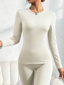 4 PCS Women,Workout Sets Women,Women's Solid Color Minimalist Casual Long Sleeve Top And Pants Set-Lined Set,Yoga Set - Đen + Vàng - Xem 3