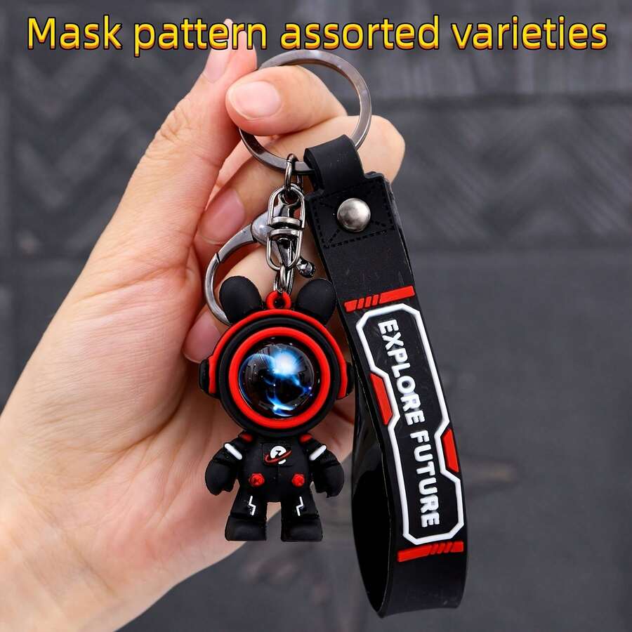 Creative Personality Travel To The Stars Astronaut Keychain Rabbit Bag Pendant Super Cool Series Car Keychain Handsome - màu đen - Xem 1
