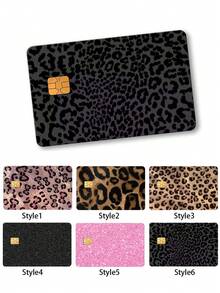 Leopard Print Glitter Card Stickers, Glitter Card Holders, Dubai Luxury Style, Cool Crystal Frosted Starry Silver Shiny Solid Color Stickers, Suitable For Credit Cards, Debit Cards, Transportation Cards, Access Cards, With Waterproof Function - Multicolor - View 9