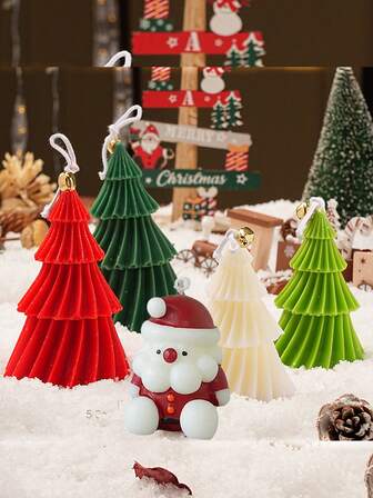 Velas de árbol de Navidad hechas a mano de 4 capas | Sin humo de soja, decoración multiescenario para el hogar, restaurante y celebraciones navideñas | ¡Regalo de Navidad perfecto dentro del presupuesto! Vela de aromaterapia de alto valor, ¡todos alabarán tu buen gusto!