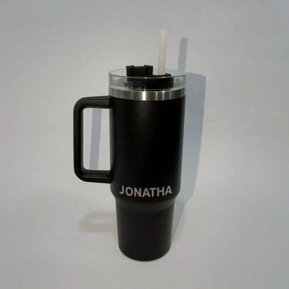 Garrafa Copo Térmico Personalizado Inox Tampa em Acrílico e Canudo 1200ml