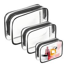 Bộ 3 túi đựng mỹ phẩm trong suốt chống thấm nước, cần thiết cho kỳ nghỉ hè và du lịch - Túi khóa kéo đa năng nhẹ nhàng đựng đồ dùng vệ sinh cá nhân và phụ kiện của phụ nữ. - màu đen - Xem 13
