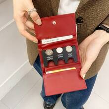 Portafoglio unisex in stile giapponese, a tre ante, in pelle PU, con scomparti per monete, carte e banconote, rimovibile, portamonete, portafoglio mini, portafoglio piccolo, adatto sia per uomo che per donna