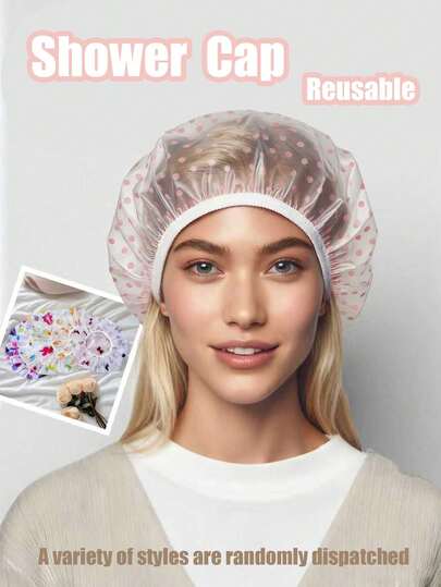 1-3pcs Disposable Shower Cap, Waterproof, Dustproof, Printed Polka Dot, Multi-Color, Multi-Functional Household Shower Cap, Waterproof Shower Cap In Any Color, Thickened Reusable Shower Cap For Home And Travel, Thickened Salon Waterproof Cap, Women Bathroom Supplies, Suitable For Kitchen, Home, Pets And Plants, PVC Plastic Shower Cap, All Season Use