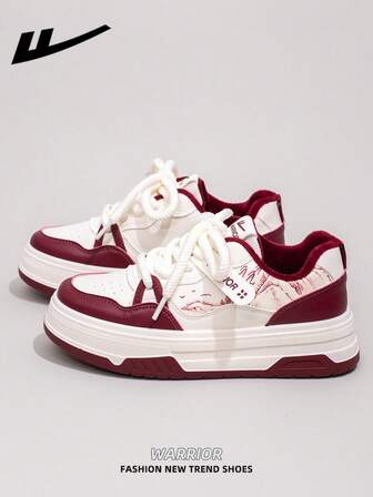  1 双 WARRIOR 女式厚底系带软底休闲鞋，低帮户外平底鞋，冬季保暖鞋，通勤鞋，圆头低跟防滑纯色优雅软底徒步适合学生毕业照平底鞋，低帮皮革运动鞋