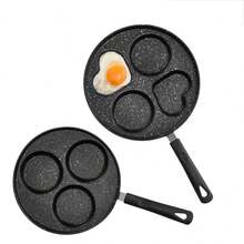 1 sartén antiadherente de acero inoxidable, sartén de desayuno de varias etapas con moldes para hamburguesas y huevos, mango, adecuada para estufas de gas, placas de inducción - Negro - Ver 6